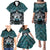 New Zealand Maori Family Matching Puletasi and Hawaiian Shirt Poutama Pikorua Turquoise Paua Shell