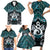 New Zealand Maori Family Matching Short Sleeve Bodycon Dress and Hawaiian Shirt Poutama Pikorua Turquoise Paua Shell