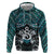 New Zealand Maori Hoodie Poutama Pikorua Turquoise Paua Shell