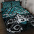 New Zealand Maori Quilt Bed Set Poutama Pikorua Turquoise Paua Shell