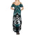 New Zealand Maori Summer Maxi Dress Poutama Pikorua Turquoise Paua Shell