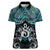 New Zealand Maori Women Polo Shirt Poutama Pikorua Turquoise Paua Shell