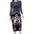 New Zealand Maori Family Matching Long Sleeve Bodycon Dress and Hawaiian Shirt Poutama Pikorua Purple Paua Shell