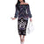 New Zealand Maori Family Matching Off The Shoulder Long Sleeve Dress and Hawaiian Shirt Poutama Pikorua Purple Paua Shell