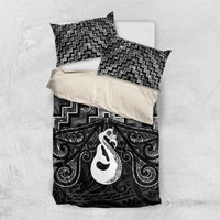 New Zealand Maori Bedding Set Poutama Manaia Black Paua Shell LT05 US Twin 172cm x 218cm Black - Polynesian Pride