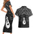 New Zealand Maori Couples Matching Short Sleeve Bodycon Dress and Hawaiian Shirt Poutama Manaia Black Paua Shell