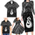 New Zealand Maori Family Matching Long Sleeve Bodycon Dress and Hawaiian Shirt Poutama Manaia Black Paua Shell