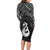 New Zealand Maori Family Matching Long Sleeve Bodycon Dress and Hawaiian Shirt Poutama Manaia Black Paua Shell