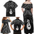 New Zealand Maori Family Matching Off Shoulder Maxi Dress and Hawaiian Shirt Poutama Manaia Black Paua Shell