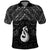 New Zealand Maori Polo Shirt Poutama Manaia Black Paua Shell