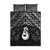 New Zealand Maori Quilt Bed Set Poutama Manaia Black Paua Shell