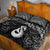 New Zealand Maori Quilt Bed Set Poutama Manaia Black Paua Shell