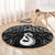 New Zealand Maori Round Carpet Poutama Manaia Black Paua Shell