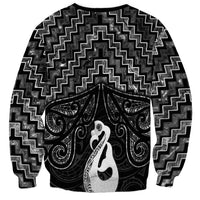 New Zealand Maori Sweatshirt Poutama Manaia Black Paua Shell LT05 - Polynesian Pride