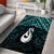 New Zealand Maori Area Rug Poutama Manaia Turquoise Paua Shell