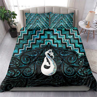 New Zealand Maori Bedding Set Poutama Manaia Turquoise Paua Shell LT05 - Polynesian Pride