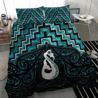 New Zealand Maori Bedding Set Poutama Manaia Turquoise Paua Shell LT05 - Polynesian Pride