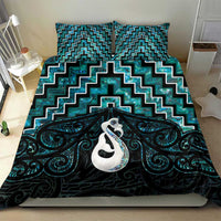 New Zealand Maori Bedding Set Poutama Manaia Turquoise Paua Shell LT05 - Polynesian Pride