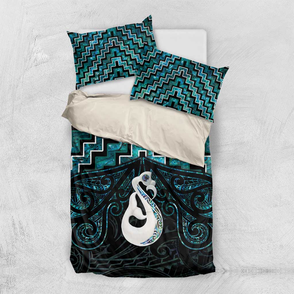 New Zealand Maori Bedding Set Poutama Manaia Turquoise Paua Shell LT05 US Twin 172cm x 218cm Turquoise - Polynesian Pride