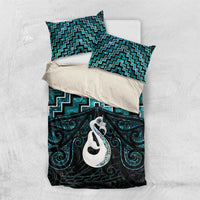 New Zealand Maori Bedding Set Poutama Manaia Turquoise Paua Shell LT05 US Twin 172cm x 218cm Turquoise - Polynesian Pride