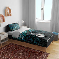 New Zealand Maori Bedding Set Poutama Manaia Turquoise Paua Shell LT05 - Polynesian Pride