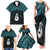 New Zealand Maori Family Matching Tank Maxi Dress and Hawaiian Shirt Poutama Manaia Turquoise Paua Shell