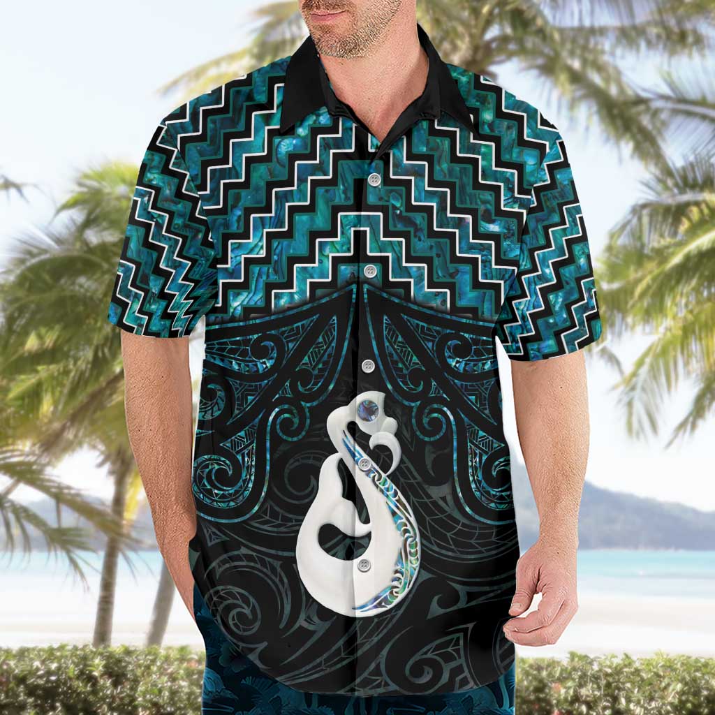 New Zealand Maori Hawaiian Shirt Poutama Manaia Turquoise Paua Shell LT05 - Polynesian Pride