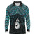 New Zealand Maori Long Sleeve Polo Shirt Poutama Manaia Turquoise Paua Shell