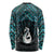 New Zealand Maori Long Sleeve Shirt Poutama Manaia Turquoise Paua Shell