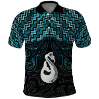New Zealand Maori Polo Shirt Poutama Manaia Turquoise Paua Shell LT05 Turquoise - Polynesian Pride