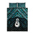 New Zealand Maori Quilt Bed Set Poutama Manaia Turquoise Paua Shell