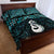 New Zealand Maori Quilt Bed Set Poutama Manaia Turquoise Paua Shell