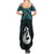 New Zealand Maori Summer Maxi Dress Poutama Manaia Turquoise Paua Shell