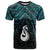 New Zealand Maori T Shirt Poutama Manaia Turquoise Paua Shell