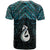 New Zealand Maori T Shirt Poutama Manaia Turquoise Paua Shell