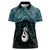 New Zealand Maori Women Polo Shirt Poutama Manaia Turquoise Paua Shell