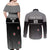 Custom New Zealand Cricket Couples Matching Off Shoulder Maxi Dress and Long Sleeve Button Shirt Black Cap Unbeatable