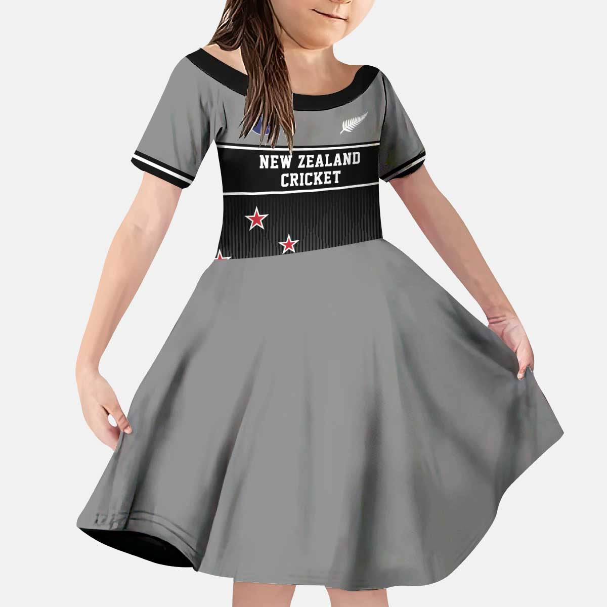 Custom New Zealand Cricket Kid Short Sleeve Dress Black Cap Unbeatable LT05 KID Black - Polynesian Pride