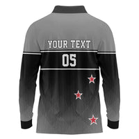 Custom New Zealand Cricket Long Sleeve Polo Shirt Black Cap Unbeatable LT05 - Polynesian Pride