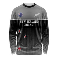 Custom New Zealand Cricket Long Sleeve Shirt Black Cap Unbeatable LT05 Unisex Black - Polynesian Pride