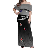 Custom New Zealand Cricket Off Shoulder Maxi Dress Black Cap Unbeatable LT05 Women Black - Polynesian Pride
