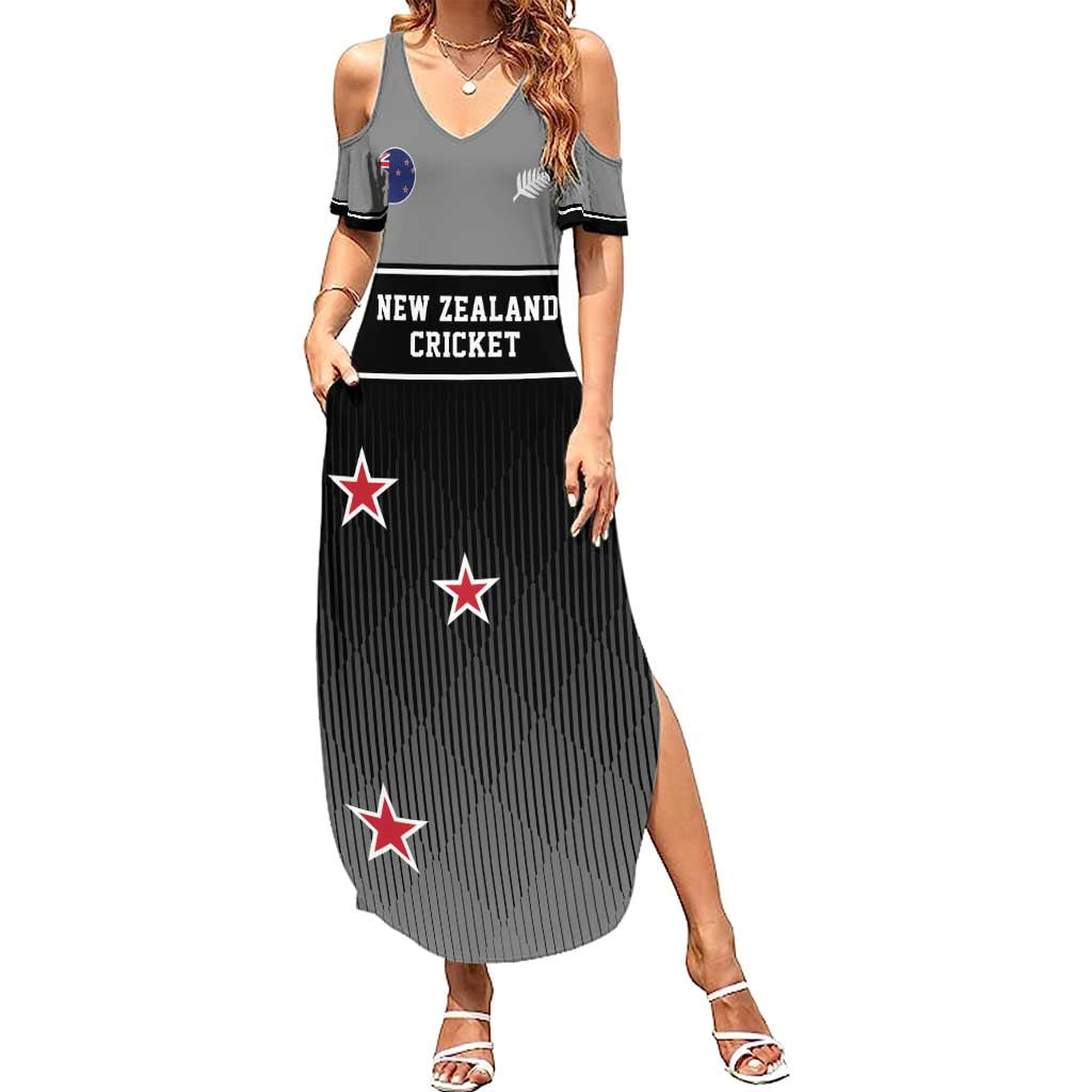 Custom New Zealand Cricket Summer Maxi Dress Black Cap Unbeatable LT05 Women Black - Polynesian Pride