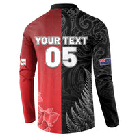 New Zealand And England Rugby Custom Button Sweatshirt Red Rose Mix Maori Pattern LT05 - Polynesian Pride