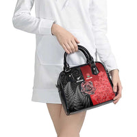 New Zealand And England Rugby Shoulder Handbag Red Rose Mix Maori Pattern LT05 - Polynesian Pride