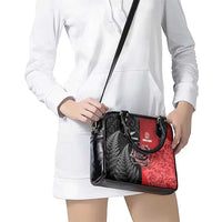 New Zealand And England Rugby Shoulder Handbag Red Rose Mix Maori Pattern LT05 - Polynesian Pride