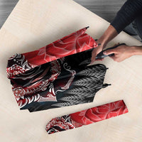 New Zealand And England Rugby Umbrella Red Rose Mix Maori Pattern LT05 - Polynesian Pride