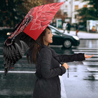 New Zealand And England Rugby Umbrella Red Rose Mix Maori Pattern LT05 - Polynesian Pride