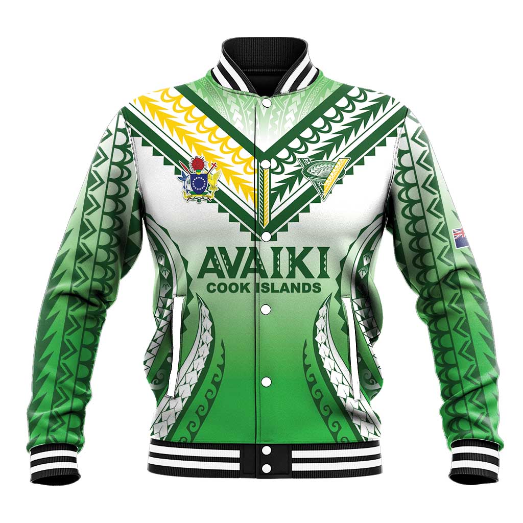 Custom Cook Islands Avaiki Rugby Baseball Jacket Go Champions LT05 Unisex Green - Polynesian Pride