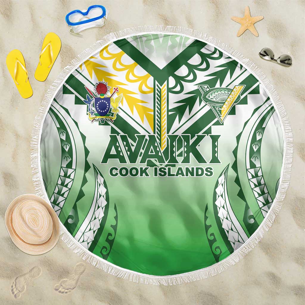 Cook Islands Avaiki Rugby Beach Blanket Go Champions LT05 One Size 150cm Green - Polynesian Pride