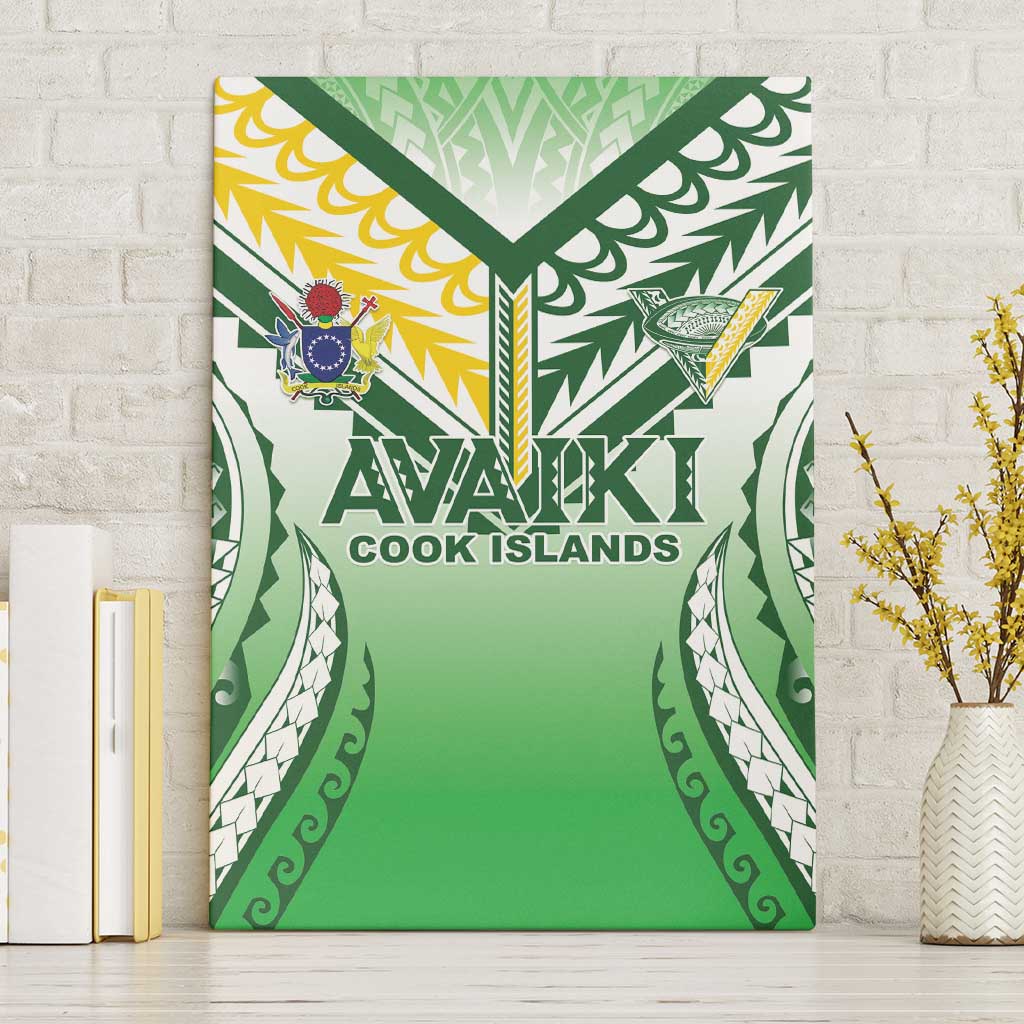 Cook Islands Avaiki Rugby Canvas Wall Art Go Champions LT05 Without Frame Green - Polynesian Pride